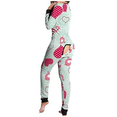 Butt Flap Pajamas Womens One Piece Pajama Fluffy Fleece Adult