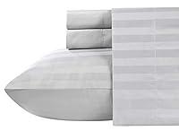 Algopix Similar Product 10 - Cotton Sheets Set Light Grey Stripe