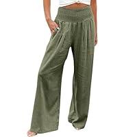 Algopix Similar Product 17 - Tthxqing High Waisted Wide Leg Linen