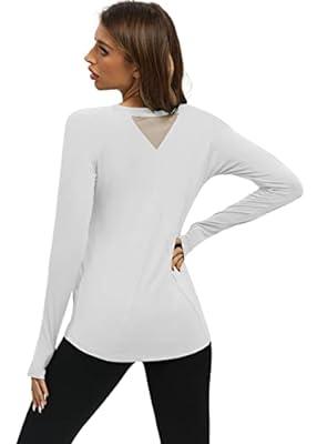 Women's Long Sleeve Workout Shirts in White