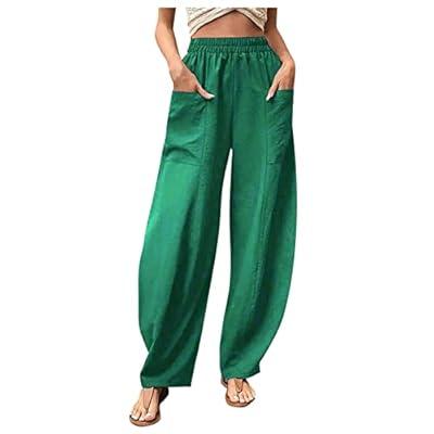Best Deal for Women's Casual Linen Pants Loose Elastic High Waisted Long