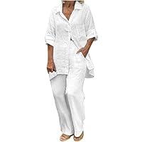 Algopix Similar Product 11 - Cotton Linen 2 Piece Plus Size Outfits