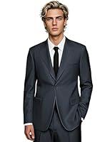 Algopix Similar Product 7 - HUUTOE Steel Grey Suits for Men 2 Piece