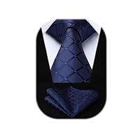 Algopix Similar Product 6 - HISDERN Plaid Blue Tie Handkerchief