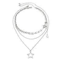 Algopix Similar Product 6 - Silver Star Necklace Y2K Accessories