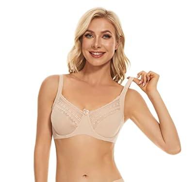 Womens Plus Size Bras Minimizer Underwire Full Coverage Unlined  Seamless Cup Cotton Night Heather 38B