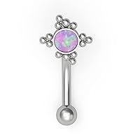 Algopix Similar Product 5 - Titanium Eyebrow Piercing 16g 14g Opal
