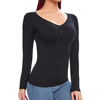  LODAY Compression Tank Tops For Women Tummy Control  Shapewear Seamless Body Shaper Workout V-Neck Camisole Cami Tops