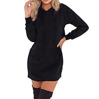 Algopix Similar Product 14 - Women Causal Hoodie Maxi Dress Solid