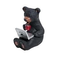 Algopix Similar Product 6 - Lipco Carved Wood Look Bear with Laptop