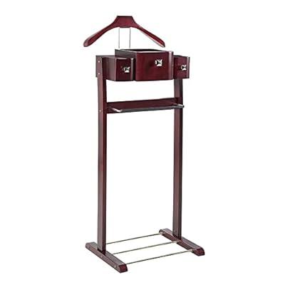 Proman Products - Crescent Moon Valet, Mens Valet Stand With Drawer, Top Tray, Contour Hanger, Trouser Bar, Belt Hooks & Shoe Rack, Accessory & Clothes Organizer (Mahogany) - Yahoo