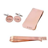 Algopix Similar Product 6 - Copper Cufflinks Tie Bar and Money Clip