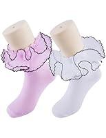 Algopix Similar Product 17 - PrinceSasa Ruffle Socks Double Lace