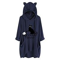 Algopix Similar Product 6 - Womens Casual Print Cat Ear Hooded