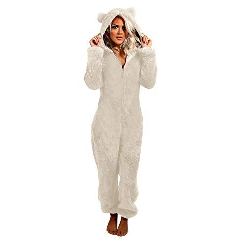 Pajamas for Women Plush Hooded Jumpsuit Casual Winter Warm Long