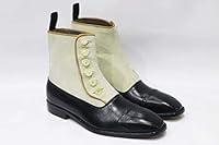 Algopix Similar Product 16 - Handmade Black Beige Button Boot Men