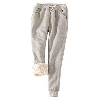 Women Fleece Fur Lined Loungewear Joggers Pants Winter Warm Thermal  Trousers 16