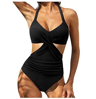 Swim Suits for Women 2024 Ruffled Sleeve and Shorts With Built-in Bra Swim  Romper One Piece Bathing Suit With Pockets