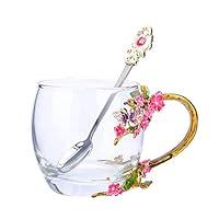 Algopix Similar Product 6 - SUQ I OME Enamel Flower Glass Tea Cup