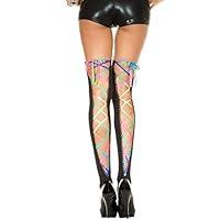 Algopix Similar Product 5 - Music Legs Rainbow Lace up Thigh Hi