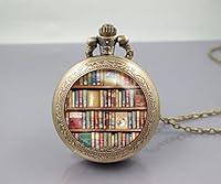 Algopix Similar Product 19 - Bronze Vintage Books Pocket Watch