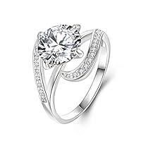 Algopix Similar Product 14 - Womens Rhodium Plated Round Cut Cubic
