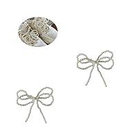 Algopix Similar Product 5 - DivaGlamz 2 Pcs Pearls Bow Shoe Charms