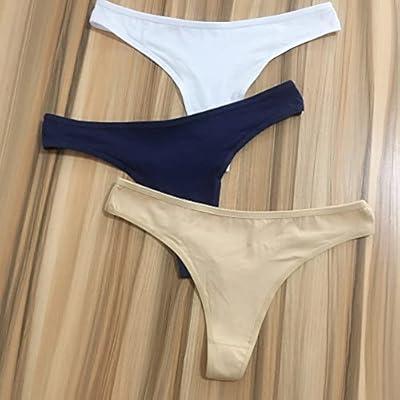  ANZERMIX Women's Breathable Cotton Thong Panties Pack