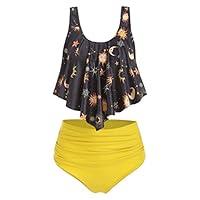 Algopix Similar Product 9 - Outeck Women Sexy Sun Moon Printed Two