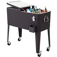 Algopix Similar Product 3 - Giantex 80 Quart Rattan Rolling Cooler