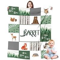 Algopix Similar Product 3 - Personalized Woodland Baby Blanket for