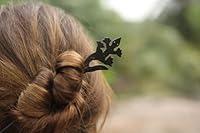 Algopix Similar Product 14 - Black hair pick with lizard ornament