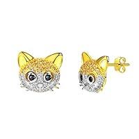 Algopix Similar Product 10 - Crystal Cat Earrings 18K Gold Plated