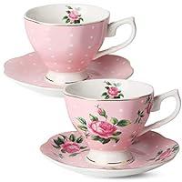 Algopix Similar Product 13 - BTaT Floral Tea Cups and Saucers Set