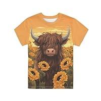 Algopix Similar Product 12 - HELLHERO Highland Cow TShirt for Girls