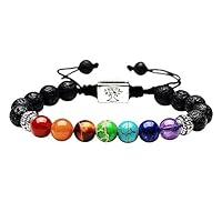 Algopix Similar Product 8 - Black Lava 7 Chakra Bracelet Real Stone