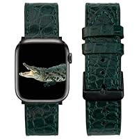 Algopix Similar Product 10 - Green Crocodile Leather Band Compatible