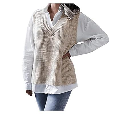 ANRABESS Women's Mock Neck Sleeveless Sweater Vest Casual Solid Cap Sleeve  Knit
