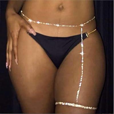 Cosydays Sexy Belly Chain Gold Rhinestone Harness Body Chain Beach Bikini  Chains Waist Nightclub Body Chain Jewelry for Women and Girls (A-Rhinestone)