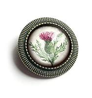 Algopix Similar Product 7 - Scottish Thistle Glass And Brass Brooch
