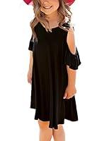 Algopix Similar Product 6 - GRAPENT Girls Cold Shoulder Ruffled
