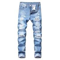 Algopix Similar Product 12 - Mens Ripped Straight Leg Moto Jeans