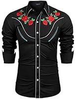 Algopix Similar Product 1 - COOFANDY Mens Shirts Rose Embroidered