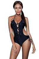 Algopix Similar Product 10 - Be Wicked 1970 Violet Swimsuit Black