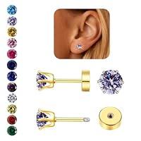 Algopix Similar Product 17 - Hypoallergenic Birthstone Stud Earrings