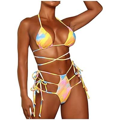 SHERRYLO Bikini Sets for Women Two Piece String Bikinis Scrunch Butt  Swimsuit Triangle Bathing Suit Sexy Side Tie Swimwear