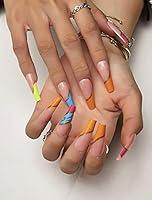 Algopix Similar Product 3 - Colorful 24pcs Faux Nail Set