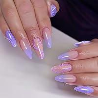 Algopix Similar Product 7 - Medium Press on Nails Almond Purple