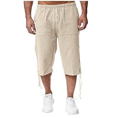 JMIERR Mens Shorts Linen Cotton Casual Relaxed Fit Men's Flat
