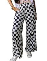 Algopix Similar Product 4 - Ymejia Womens Wide Leg Checkered Pants